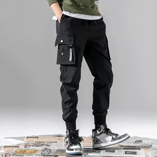 Men Harajuku Casual Cargo Pants Spring and Autumn Jogger Trousers Multi Pockets Male Slim-fit Streetwear Pant Fashion Streetwear