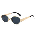Lunettes de soleil ovales en métal vert foncé pour hommes et femmes, lunettes de marque de créateur de luxe, pare-soleil universels