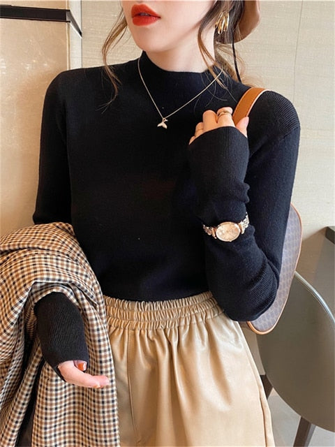 Women Sweater Fall 2022 Women Clothing Pullover Female Knitting Sweaters Skinny Tops Loose Elegant Knitted Outerwear Thick Slim|T-Shirts|