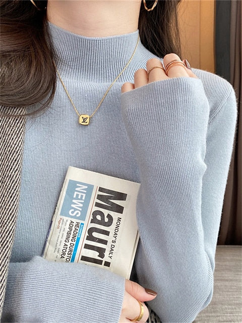 Women Sweater Fall 2022 Women Clothing Pullover Female Knitting Sweaters Skinny Tops Loose Elegant Knitted Outerwear Thick Slim|T-Shirts|