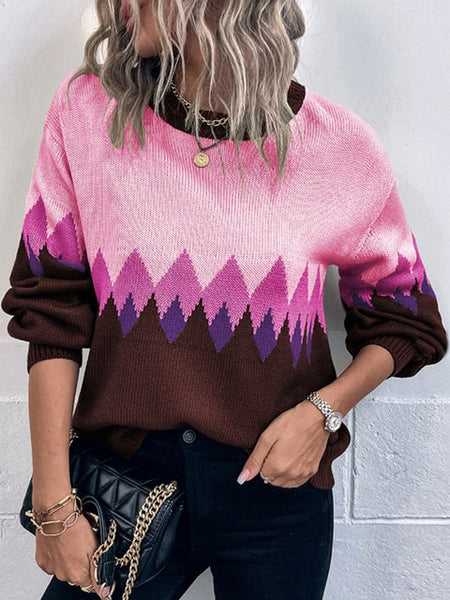 Charmingtrend Winter Women Sweaters Casual Loose O neck Pullover Retro lattice Sweater Oversized Thicken Knitwear Top| |