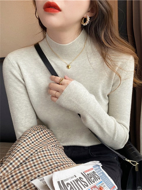 Women Sweater Fall 2022 Women Clothing Pullover Female Knitting Sweaters Skinny Tops Loose Elegant Knitted Outerwear Thick Slim|T-Shirts|