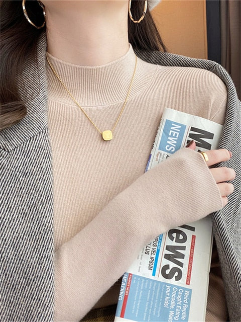 Women Sweater Fall 2022 Women Clothing Pullover Female Knitting Sweaters Skinny Tops Loose Elegant Knitted Outerwear Thick Slim|T-Shirts|