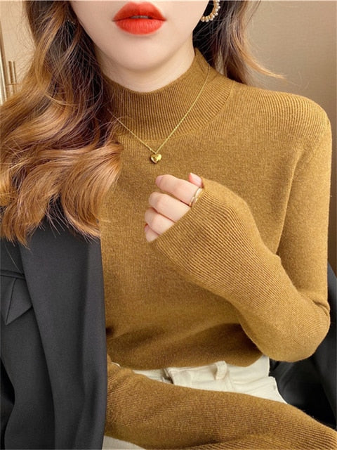 Women Sweater Fall 2022 Women Clothing Pullover Female Knitting Sweaters Skinny Tops Loose Elegant Knitted Outerwear Thick Slim|T-Shirts|
