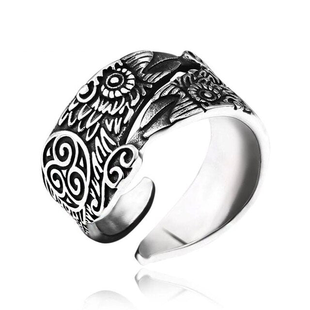 Vintage Odin Ravens Ring Mannen Opening Verstelbare Nordic Rvs Celtics Knoop Viking Ring Biker Amulet Crow Sieraden Gift