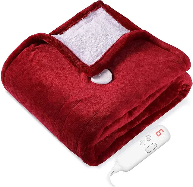 Couverture électrique en glouton, couverture chauffante rapide, 6 couches, minuterie, protection contre la surchauffe, Wskins complets lavables, Home Office