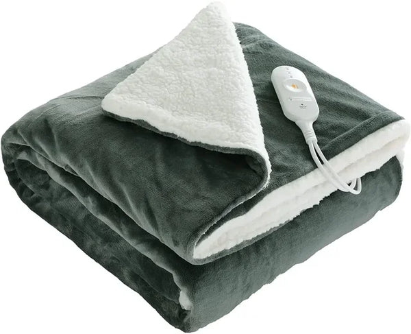 Couverture électrique en glouton, couverture chauffante rapide, 6 couches, minuterie, protection contre la surchauffe, Wskins complets lavables, Home Office